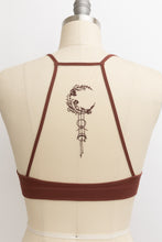 Load image into Gallery viewer, Crescent Moon Tattoo Mesh Bralette- Chocolate
