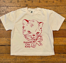 Load image into Gallery viewer, KCK Kitty With Ribbon Ivory Cropped Tee