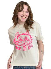 Load image into Gallery viewer, KCK Pink Cat Head Cropped Tee