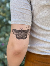 Load image into Gallery viewer, Night Moth Temporary Tattoo 2 Pack