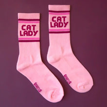Load image into Gallery viewer, Cat Lady Ribbed Crew Socks
