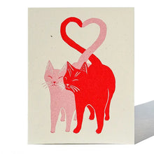Load image into Gallery viewer, Love Cats Heart Tail Risograph Card