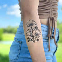 Load image into Gallery viewer, Golden Poppy Temporary Tattoo 2 Pack