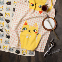 Load image into Gallery viewer, Meow Yellow Cats Dishtowels Set of 2