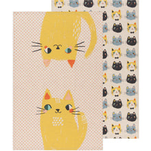 Load image into Gallery viewer, Meow Yellow Cats Dishtowels Set of 2