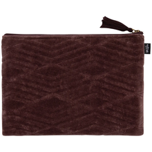 Load image into Gallery viewer, Fig Quilted Velvet Flat Pouch