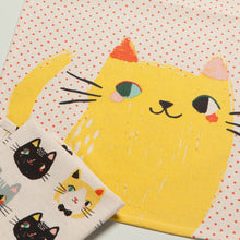 Load image into Gallery viewer, Meow Yellow Cats Dishtowels Set of 2