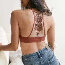 Load image into Gallery viewer, Flower Tattoo Mesh Bralette- Rust
