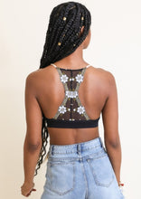 Load image into Gallery viewer, Black Floral Lattice Bralette
