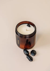 Amber Crystal Candle- Obsidian