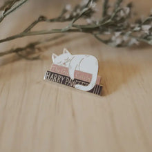 Load image into Gallery viewer, Literary Kitty White Enamel Pin
