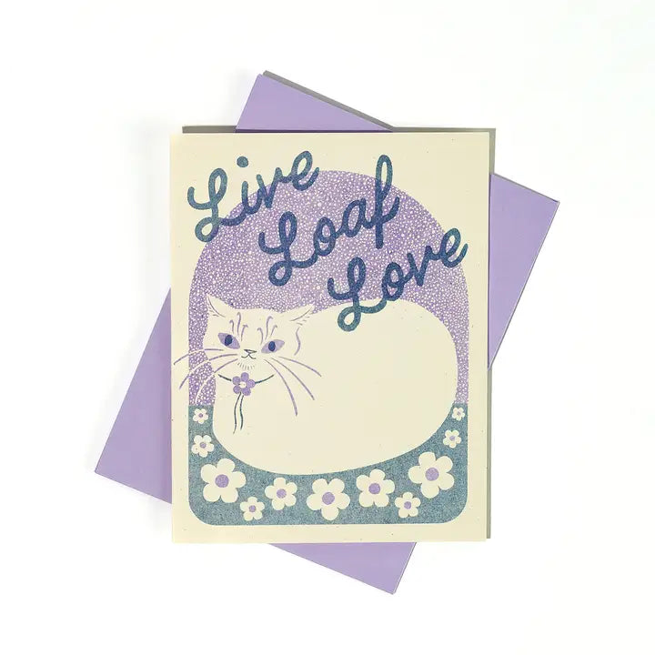Live Loaf Love Cat Risograph Card