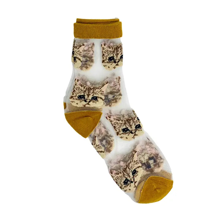 Cat Mesh Socks In Goldenrod