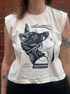 KCK Wolf Lady Muscle Tee- Faded Cream