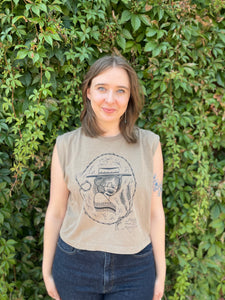 KCK Faceless Lady Muscle Tee- Faded Brown