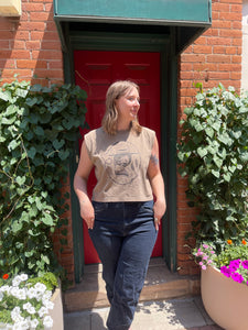 KCK Faceless Lady Muscle Tee- Faded Brown