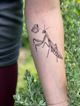 Load image into Gallery viewer, Praying Mantis Temporary Tattoo 2 Pack
