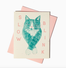 Load image into Gallery viewer, Slow Blink Cat Risograph Greeting Card
