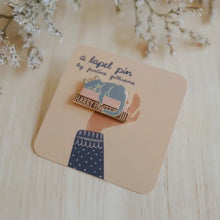 Load image into Gallery viewer, Literary Kitty Gray Enamel Pin
