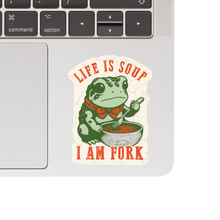 Load image into Gallery viewer, Life Is Soup Frog Vinyl Sticker
