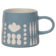 Load image into Gallery viewer, Blue Collage Imprint Stoneware Mug
