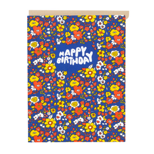 Happy Birthday Calico Floral Letterpress Greeting Card