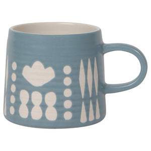 Blue Collage Imprint Stoneware Mug