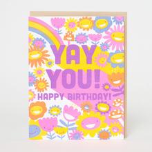 Load image into Gallery viewer, Yay You Birthday Rainbow Letterpress Greeting Card
