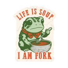Load image into Gallery viewer, Life Is Soup Frog Vinyl Sticker

