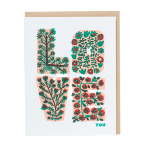 Floral Love You Letterpress Greeting Card