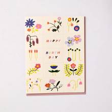 Load image into Gallery viewer, Grid Flower Doodles Birthday Card
