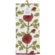 Load image into Gallery viewer, Rose Briar Block Print Dishtowel
