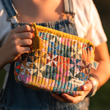 Load image into Gallery viewer, Calico Quilted Zipper Pouch
