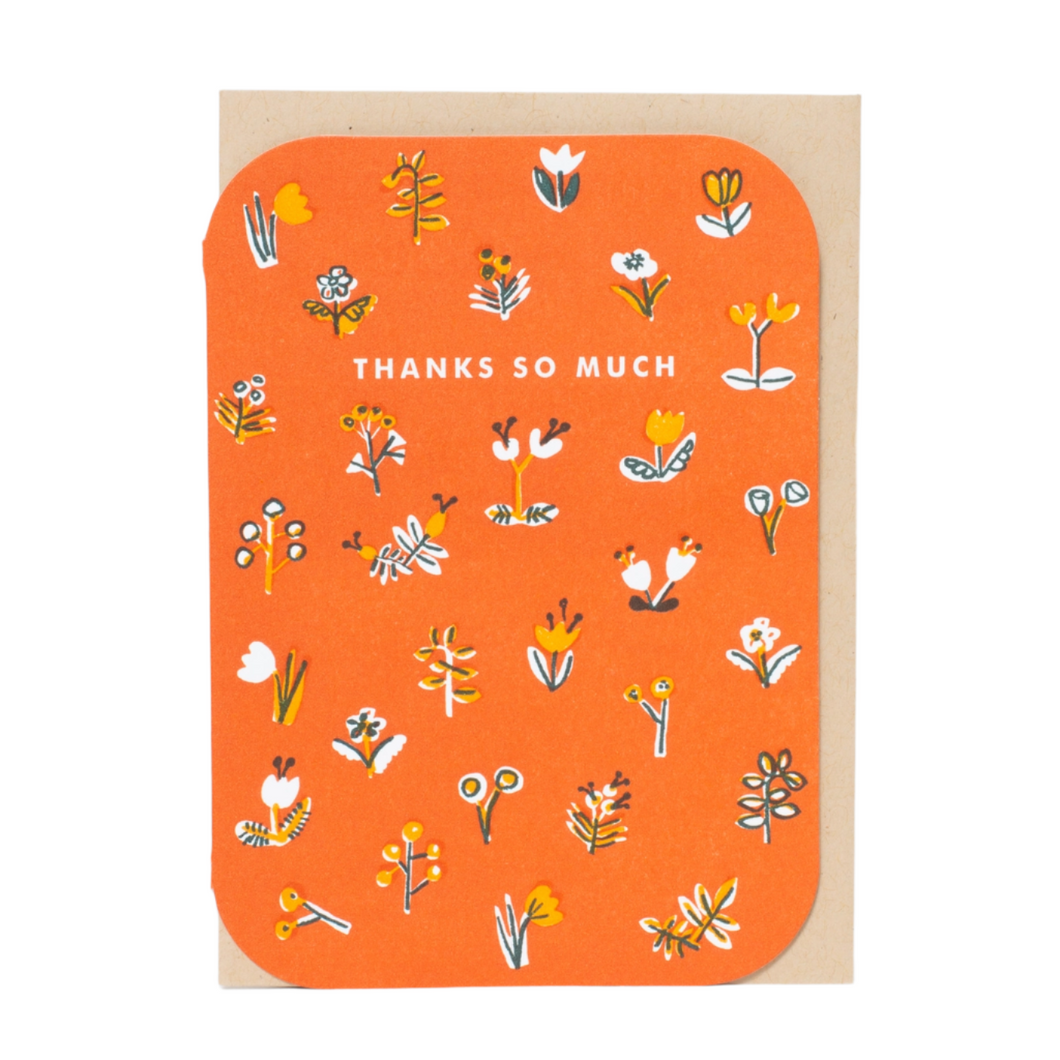 Thank You Little Flowers Letterpress Greeting Card