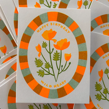 Load image into Gallery viewer, Poppy Wild Heart Birthday Risograph Card
