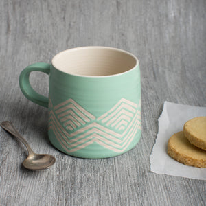 Mint Triangle Imprint Stoneware Mug