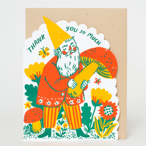 Thank You Gnome Die-Cut Letterpress Greeting Card