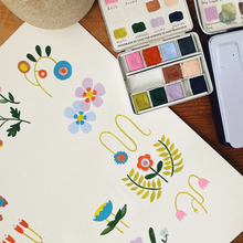 Load image into Gallery viewer, Grid Flower Doodles Birthday Card
