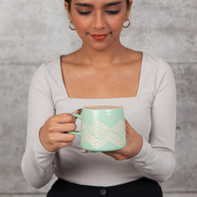 Load image into Gallery viewer, Mint Triangle Imprint Stoneware Mug
